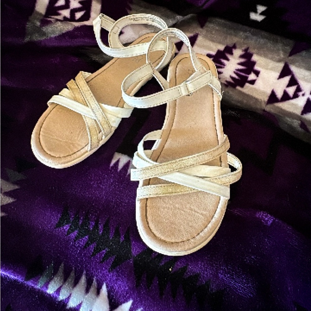 Girls Glitter Stylish White Cream Sandals